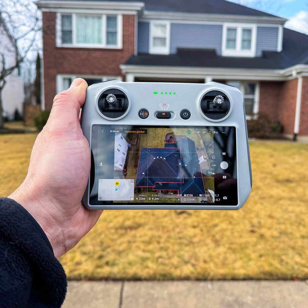Drone Controller Used During Roof Inspection